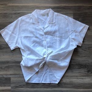 L.L. Bean Linen Short Sleeve Button Down